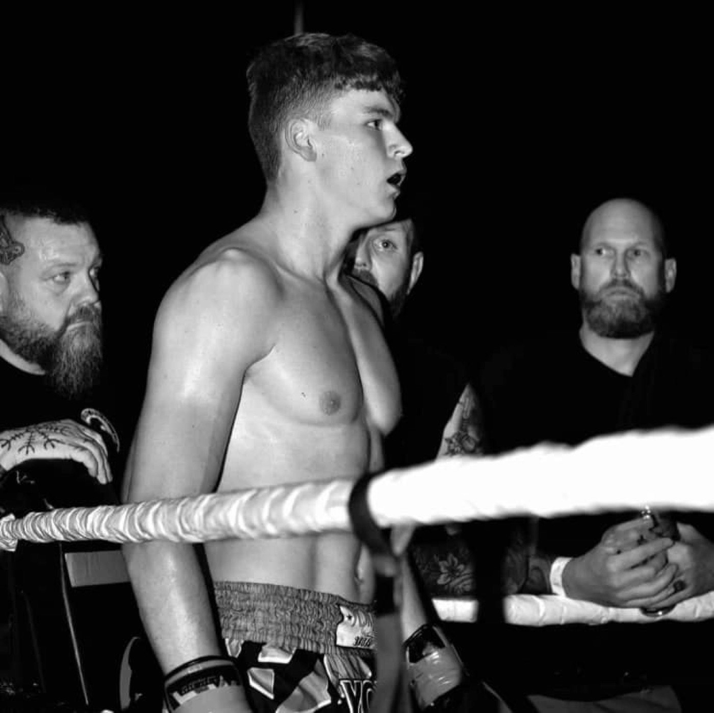 A Valhalla Martial Arts fighter celebrating a win in the ring