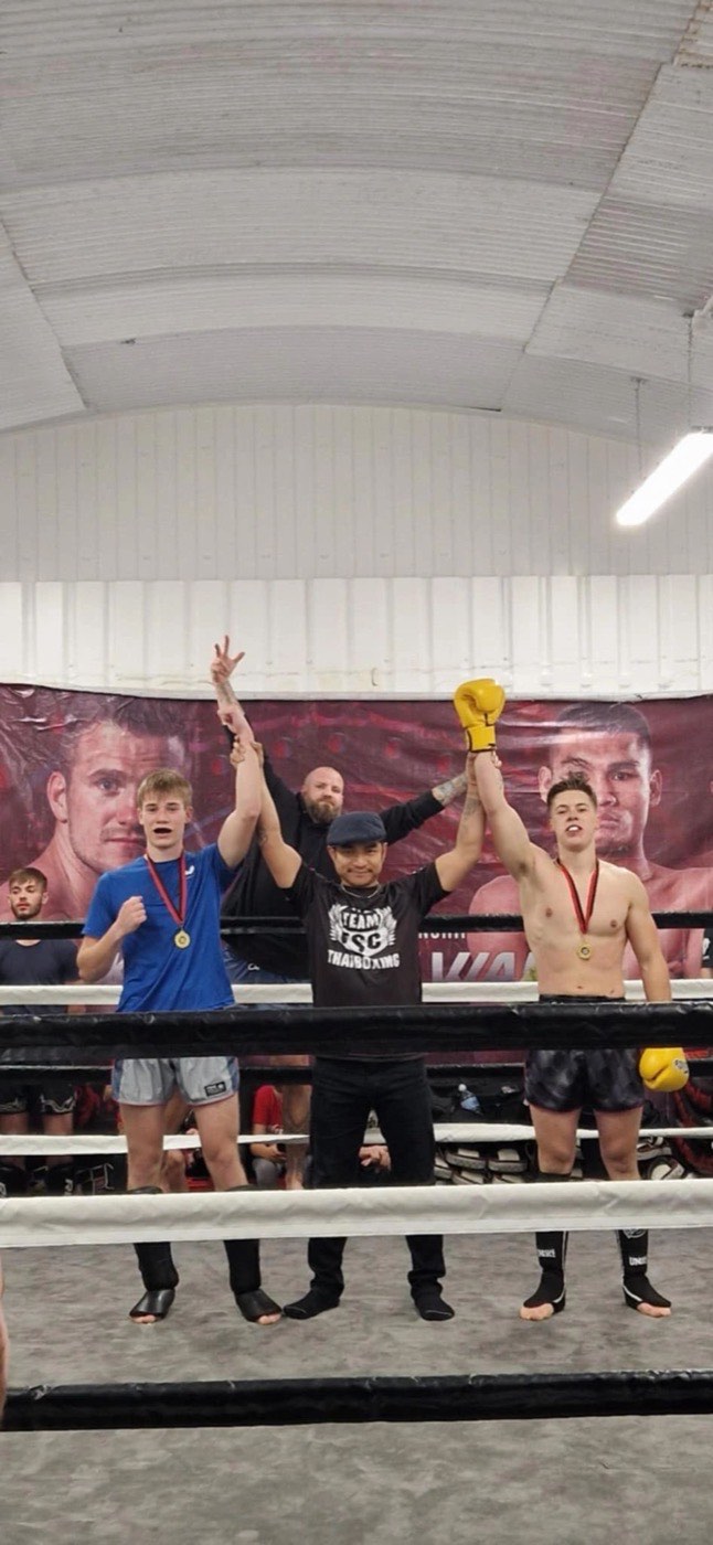 Pad work and striking drills at the Valhalla Weymouth fighting gym
